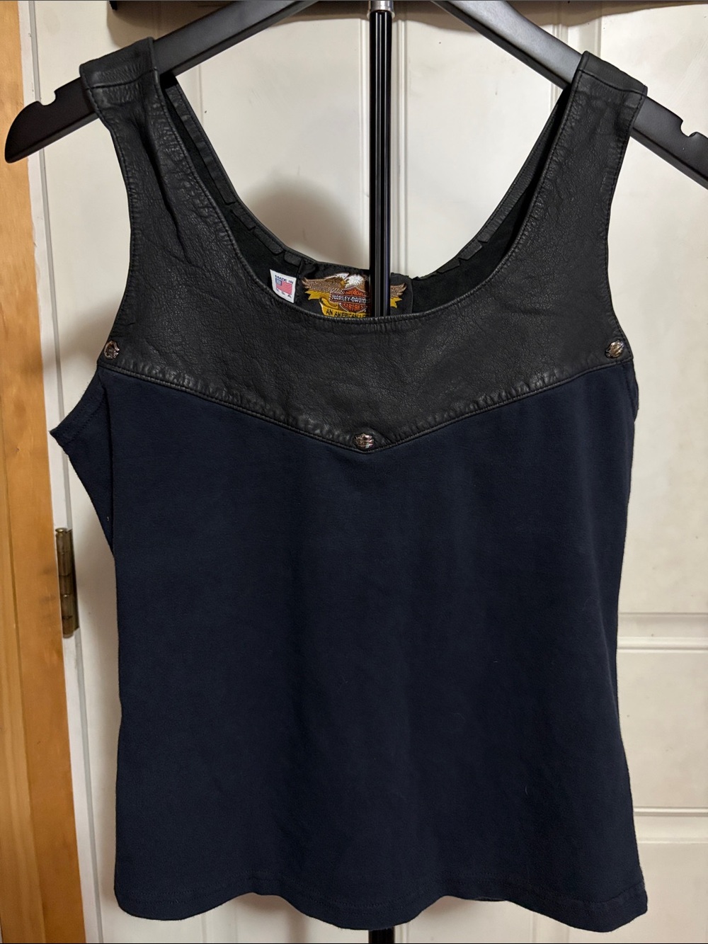 Vintage 1993 Harley Davidson Genuine Leather Yoke Studded Tank Top